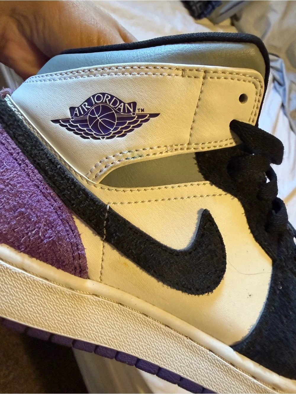 Nike Kids White, Black & Purple High-Top Sneakers - Youth